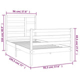 Bed Frame without Mattress White Solid Wood 90x190 cm Single 3105826