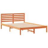 Bed Frame with Headboard Wax Brown 140 x 220 cm Solid Pine Wood 872334