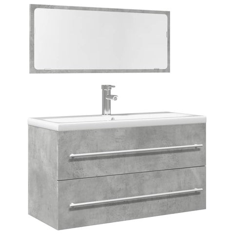 ZNTS 2 Piece Bathroom Furniture Set Concrete Grey Engineered Wood 856386