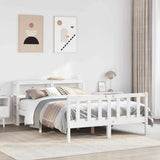 Bed Frame without Mattress White 150x200 cm King Size Solid Wood Pine 3305764