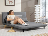 Two-Seater Linen-Look Sofa Bed - Grey T3398P377858