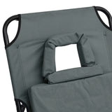 Folding Sun Lounger Grey Oxford Fabric&Powder-coated Steel 360178