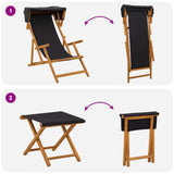 Deck Chair 4 pcs 3 Position Solid Eucalyptus Wood Black 3407802