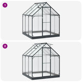 Garden Greenhouse with Door Anthracite 183.5 x 183.5 x 207 cm 3433041