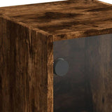 Highboard with Glass Doors Smoked Oak 35x37x109 cm 836389