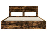 Bed Frame with Drawer Smoked Oak 140 x 190 cm Engineer Wood 3411507