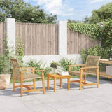 Garden Chairs 2 pcs Beige Poly Rattan and Acacia Wood 367597