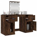 Dressing Table with LED Smoked Oak 130x50x132.5 cm 3185348