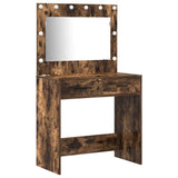 Dressing Table with Mirror Lights 2 pcs Brown Engineered Wood 3334267