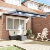Retractable Awning Blue and White 300 x 250 cm Fabric and Metal 3329909