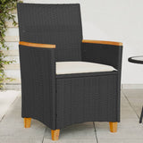 Garden Chairs with Cushions 2 pcs Black Poly Rattan&Solid Wood 368720