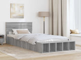 Bed Frame with Shelf Grey Sonoma 100 x 200 cm Engineered Wood 3408401