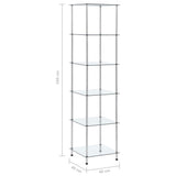 6-Tier Shelf Transparent 40x40x160 cm Tempered Glass 249507