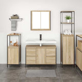 Bathroom Furniture Set with Drawer 3 pcs Sonoma oak and Black 3328380