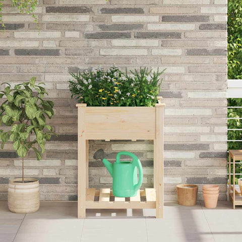 Garden Planter Beige 60.5 x 60 x 76.5 cm Solid fir wood 42006577