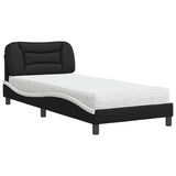 Bed with Mattress "Hvar" Black and White 90x190 cm Single Faux Leather 3208753