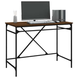 Desk Brown Oak 100x50x75 cm Engineered Wood and Iron 826723