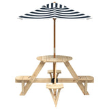 Picnic Table for 4 Kids with Umbrella Round Solid Wood Fir 3281622