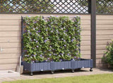 Garden Planter with Trellis&Wheels 3 pcs Grey PP 3423073