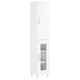 Highboard High Gloss White 34.5x34x180 cm Engineered Wood 3199035