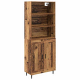 Highboard Old Wood 69.5 x 34 x 180 cm Engineered Wood and Glass 3415778