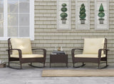 Three-Piece Rocking Chair Rattan Bistro Set - Brown T3398P328501