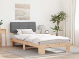 Bed Frame with Upholstered Headboard Natural and Light Grey 877454