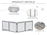 Freestanding Pet Gate 4 Panel Folding Wooden Dog Barrier w/ Support Feet T3398P349695