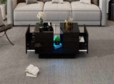 Led Coffee with 2 Drawer Storage, High Gloss Coffee for Living Room Unique Shape Centre N605P287896B