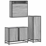 3 Piece Bathroom Furniture Set Grey Sonoma Engineered Wood 3301053