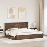 Storage Bed with Drawer Brown Oak 200 x 200 cm Engineered Wood 3411179