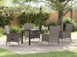 Garden Dining Set with Cushion 5 pcs Grey Poly Rattan 3379445