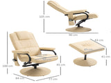 Swivel Recliner Chair and Footstool, Faux Leather Massage Recliner Armchair with Remote Control and T3398P328086