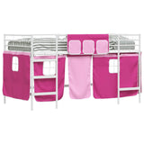 Kids'Loft Bed Frame with Curtains White and Pink 107 x 200 cm 42020828