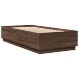 Bed Frame with LED without Mattress Brown Oak 90x200 cm 3209638