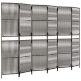 Room Divider 6 Panels Grey Poly Rattan 365402