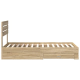 Bed Frame Sonoma Oak and Silver 75 x 190 cm Engineered Wood 3411700