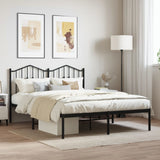 Metal Bed Frame without Mattress with Headboard Black 140x200cm 373790