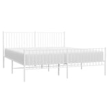 Metal Bed Frame without Mattress with Footboard White 183x213cm 350954