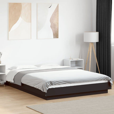 ZNTS Bed Frame without Mattress Black 120x190 cm Small Double 3281232