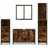4 Piece Bathroom Furniture Set Smoked Oak Engineered Wood 3301252