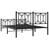 Metal Bed Frame without Mattress with Footboard Black 135x190cm 376145