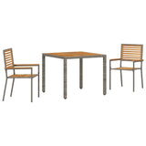 Garden Dining Set 3 pcs Grey Poly Rattan 3365435