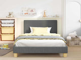 Children's Bed Frame with Headboard Dark Grey 90 x 190 cm 42010995