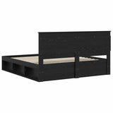 Bed Frame with Headboard Black 200 x 200 cm Solid Pine Wood 3410049