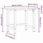 Workbench 100x60x81.5 cm Solid Wood Beech Rectangular 3309662