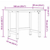 Workbench Dark Brown 100x60x81.5 cm Solid Wood Oak Rectangular 3309659