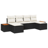 Garden Sofa Set with Cushion 6 pcs Black and Cream Poly Rattan 3356807