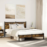 Metal Bed Frame without Mattress Smoked Oak 140x200 cm 4007815