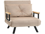 4-in-1 Velvet-Feel Single Chair Bed, with Pillow - Beige T3398P343284